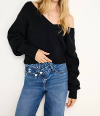 Good American - Cozy Deep V Neck Sweater Top