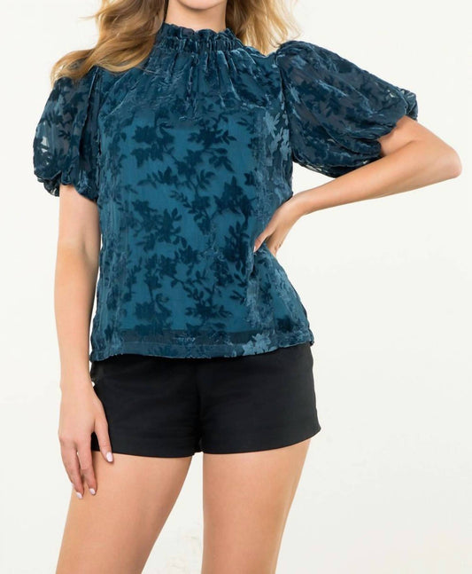 Thml - Puff Sleeve Velvet Detail Top