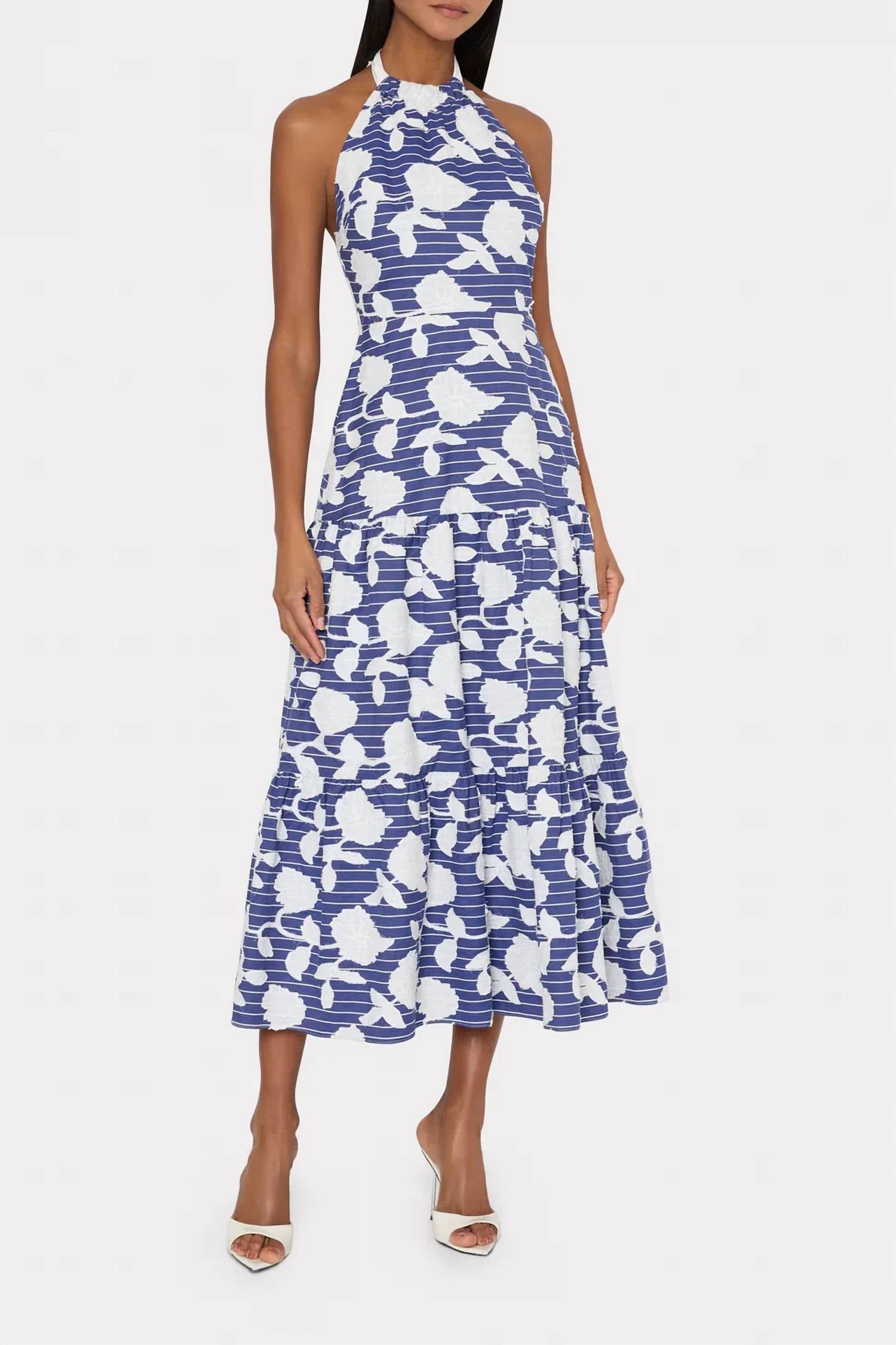 Milly - HAYDEN FLORAL EMBROIDERED MIDI DRESS