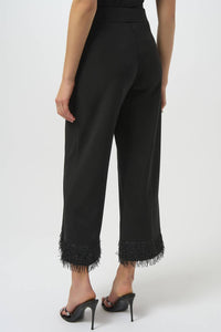 Joseph Ribkoff - Fringe Hem Pull On Cropped Pants