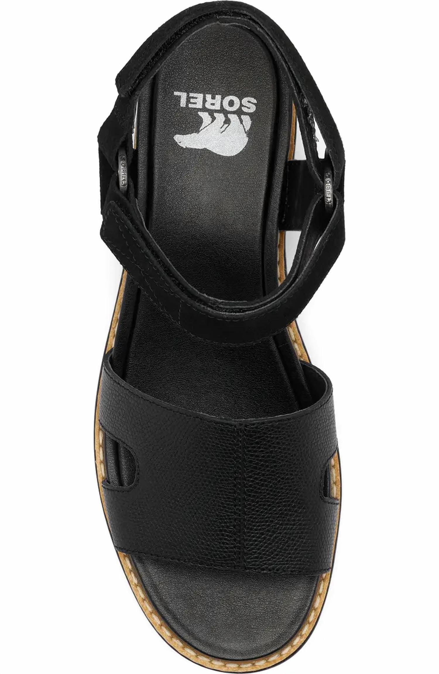 SOREL Women's Joanie IV Ankle Strap Wedge in black - women's sandal - detail view