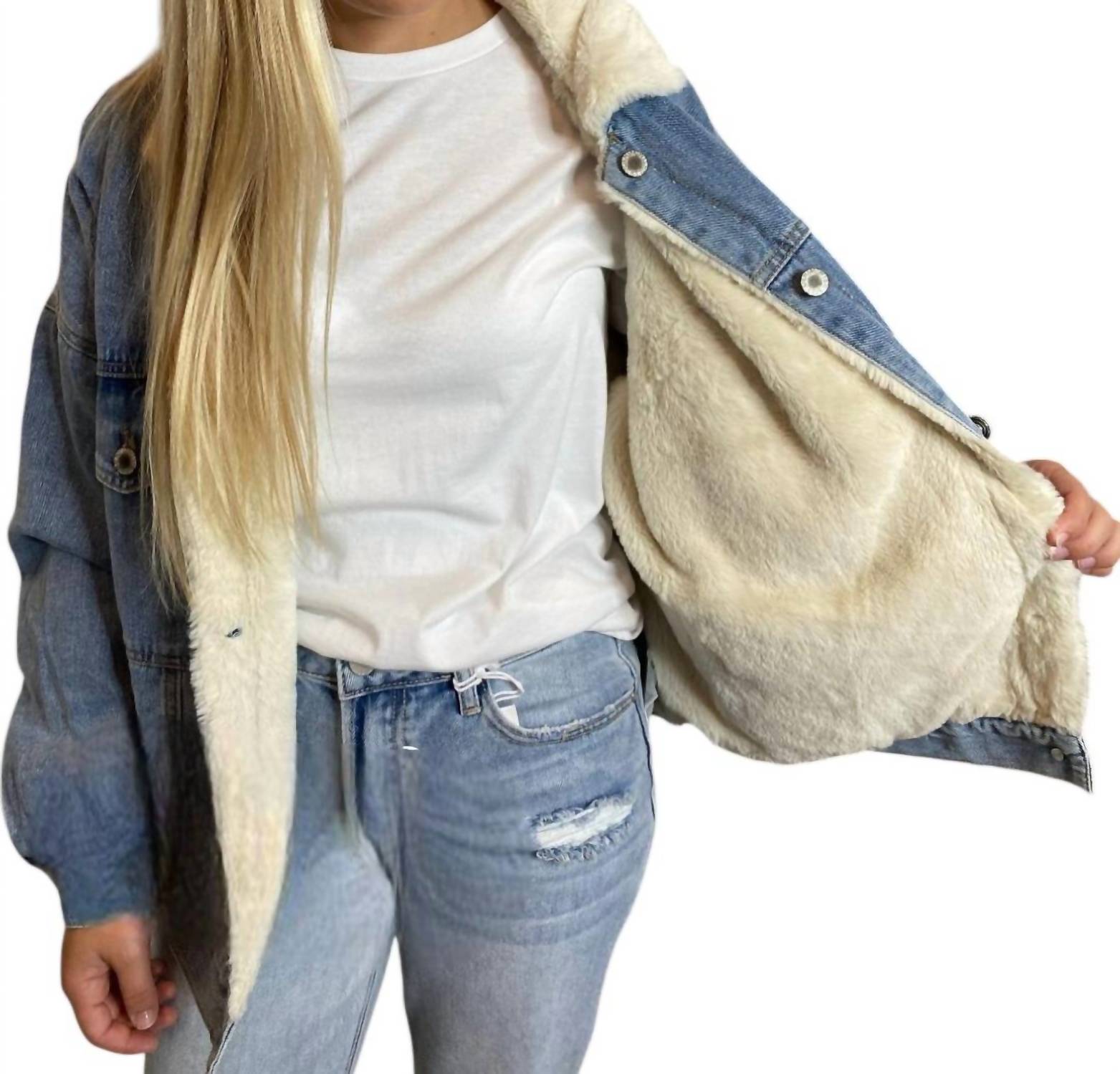 Wishlist - Denim Jacket With Sherpa Lining