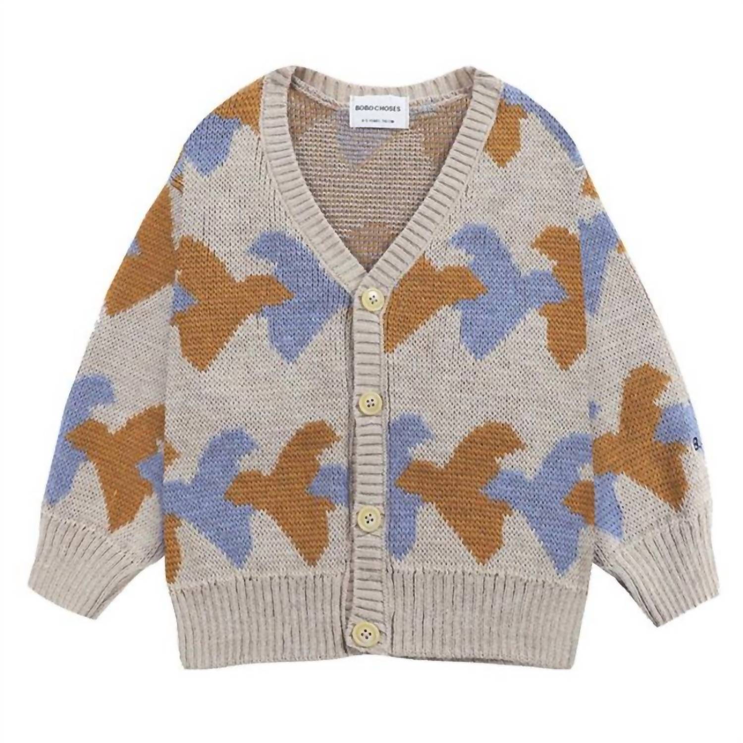 BOBO CHOSES Kid's Birds All Over Knitted Jumper in sand - item