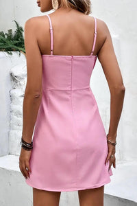 Miss Sparkling Bow Spaghetti Strap Dress in pink - women's dress - detail view