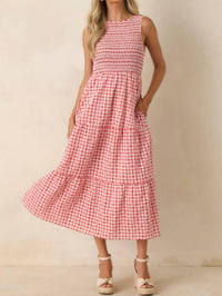 Thml - Picnic Promises Gingham Eyelet Cotton Midi Dress