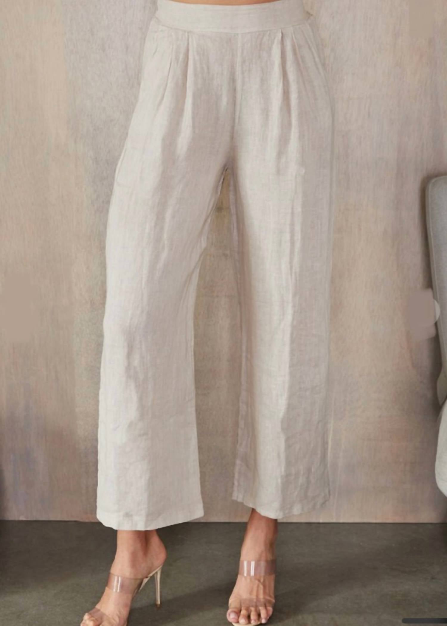 Venti6 Moonflower Trousers in natural linen - women's pants