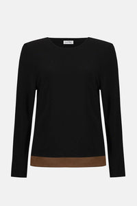 Joseph Ribkoff - Silky Knit & Suede Colour Block Straight Top