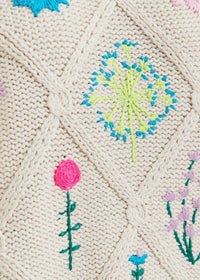 Essentiel Antwerp - Rib-Knitted Sweater with Flower Embroidery