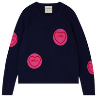 Jumper1234 - Navy Cashmere Sweater With Hearts