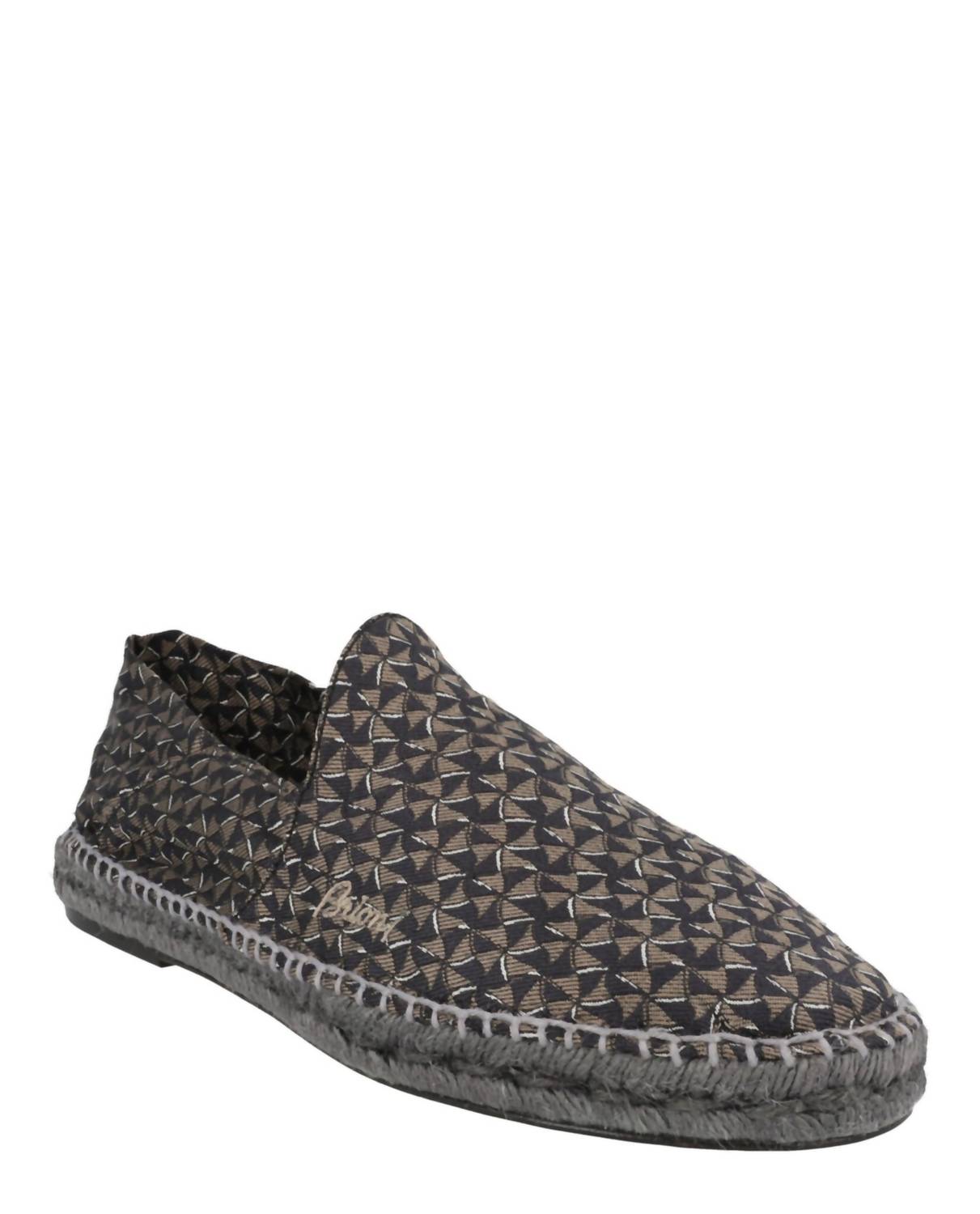 Brioni Men's Slip-on Patterned Espadrilles in midnight blue beige - men's sneaker - detail view
