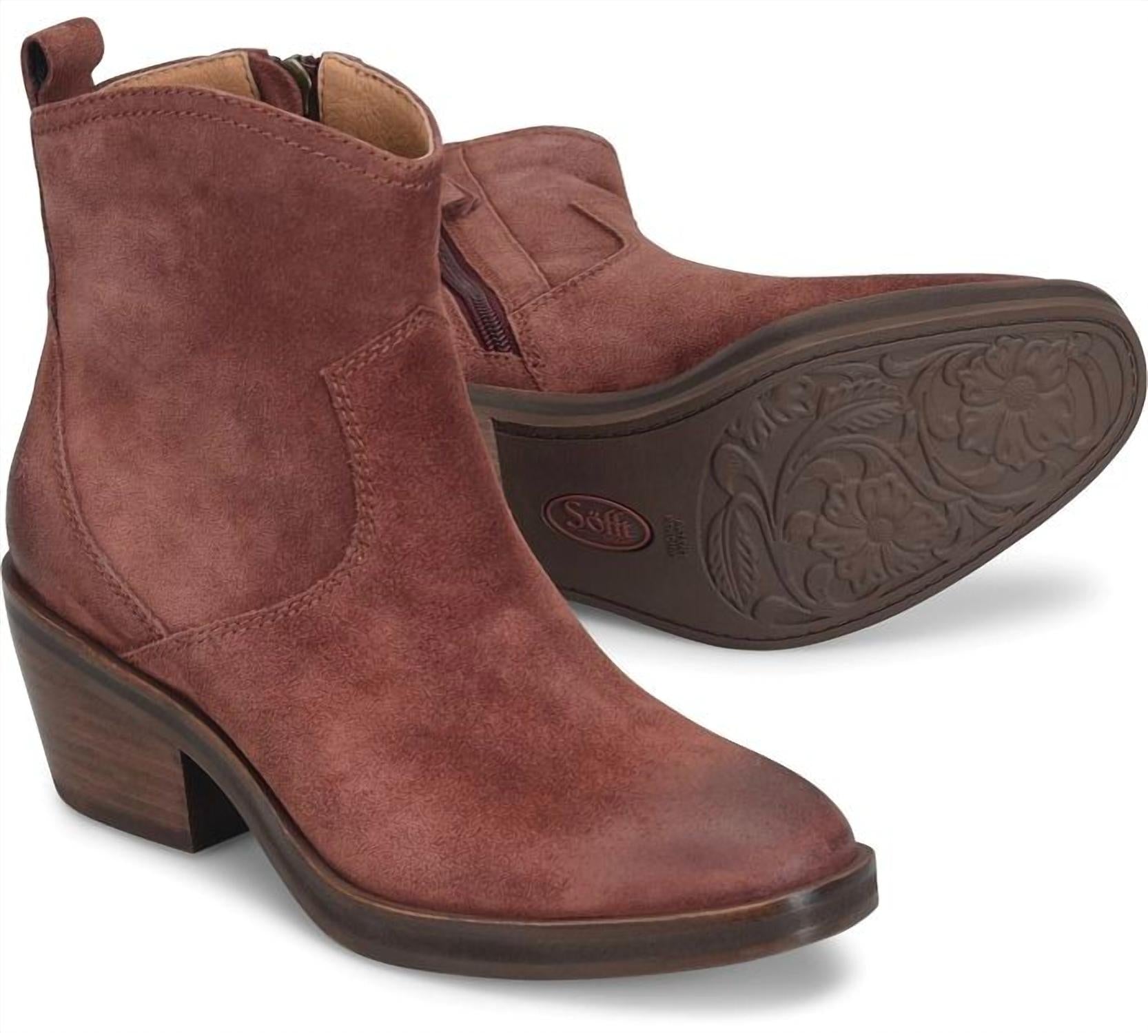 Sofft Women's Shaelynn Western Booties in porto red - women's shoe