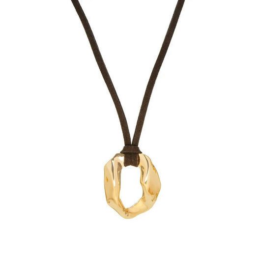 Marlyn Schiff - Women's Suede Necklace With Circle Pendant