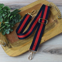 Lauren Lane - Women's Preppy Stripe Adjustable Crossbody Bag Purse Guitar Strap
