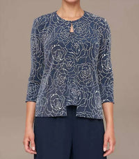 Alex Evenings - Stretch Knit Metallic Two-piece Set