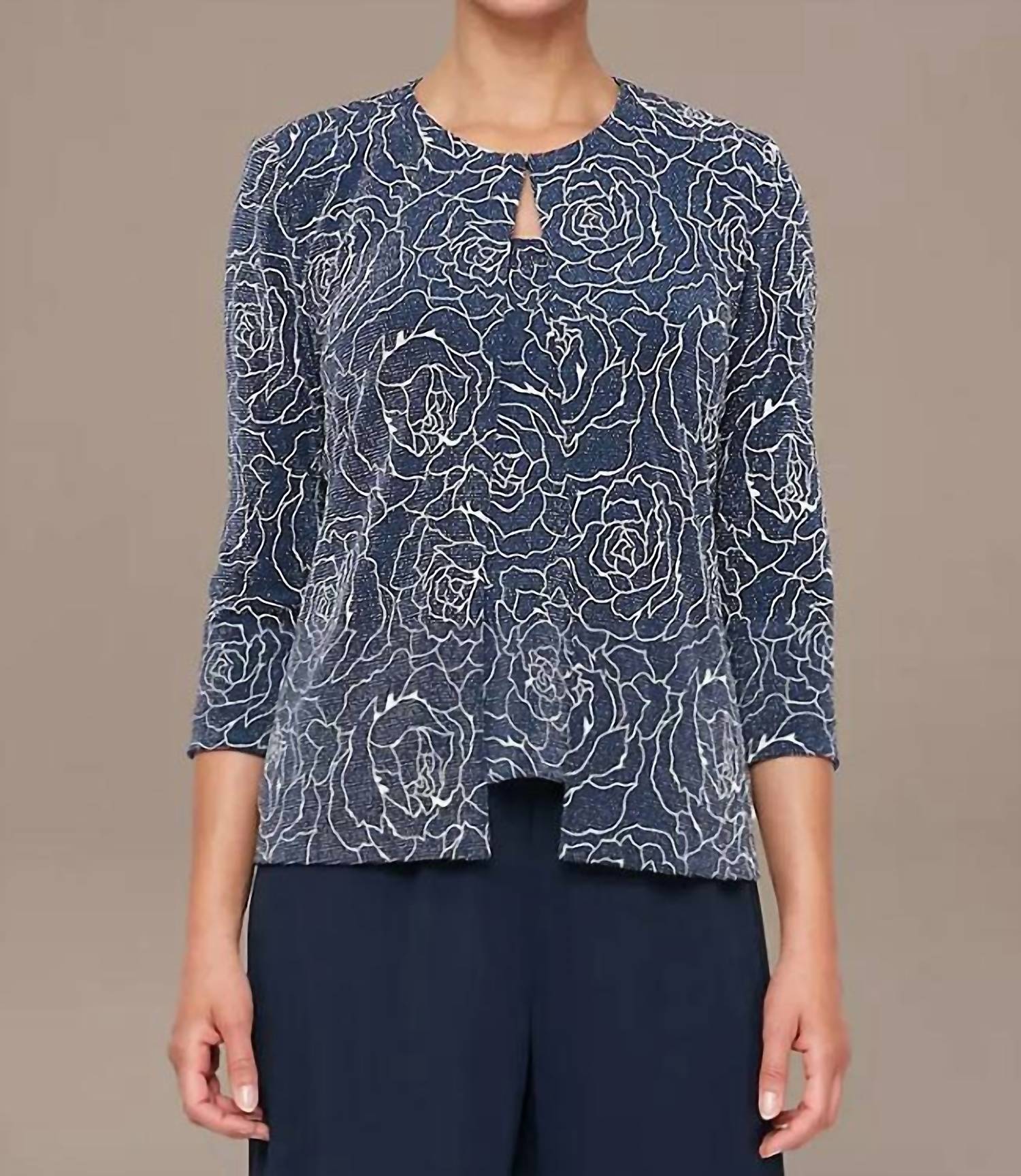 Alex Evenings - Stretch Knit Metallic Two-piece Set