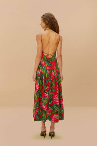 Farm Rio - DREAM GARDEN RED STRAPPY MAXI DRESS