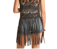 Rock & Roll Denim - Crochet Fringe Tie Front Vest