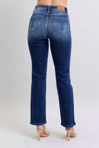 Judy Blue Thermal Straight Jeans in dark wash - women's jeans - alternate view