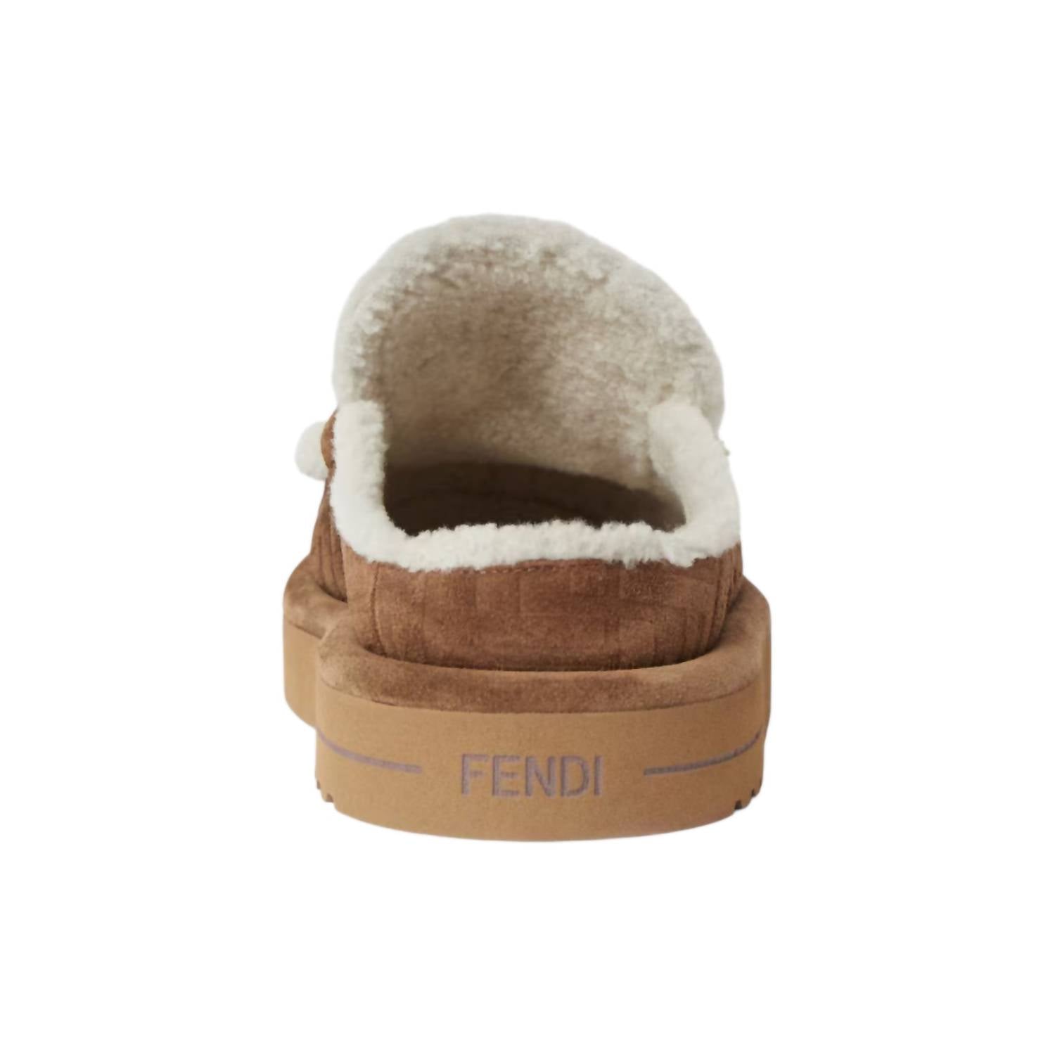 Fendi - Women's Apres Chic Ff Suede And Shearling Sabots Mules