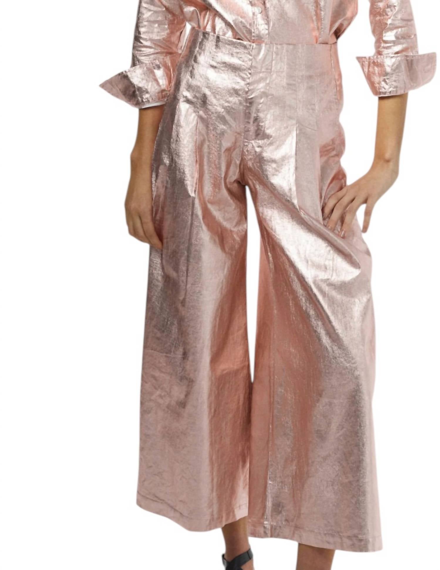 Lanhtropy - Culotte Metallic Linen Pants