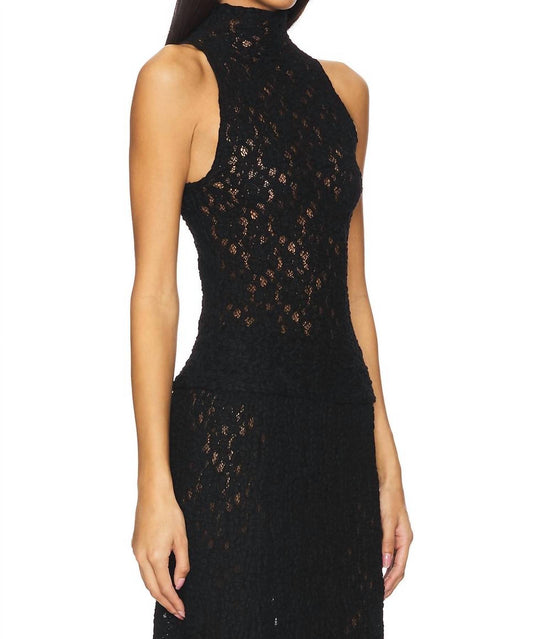 Enza Costa - Puckered Lace Sleeveless Mockneck Top