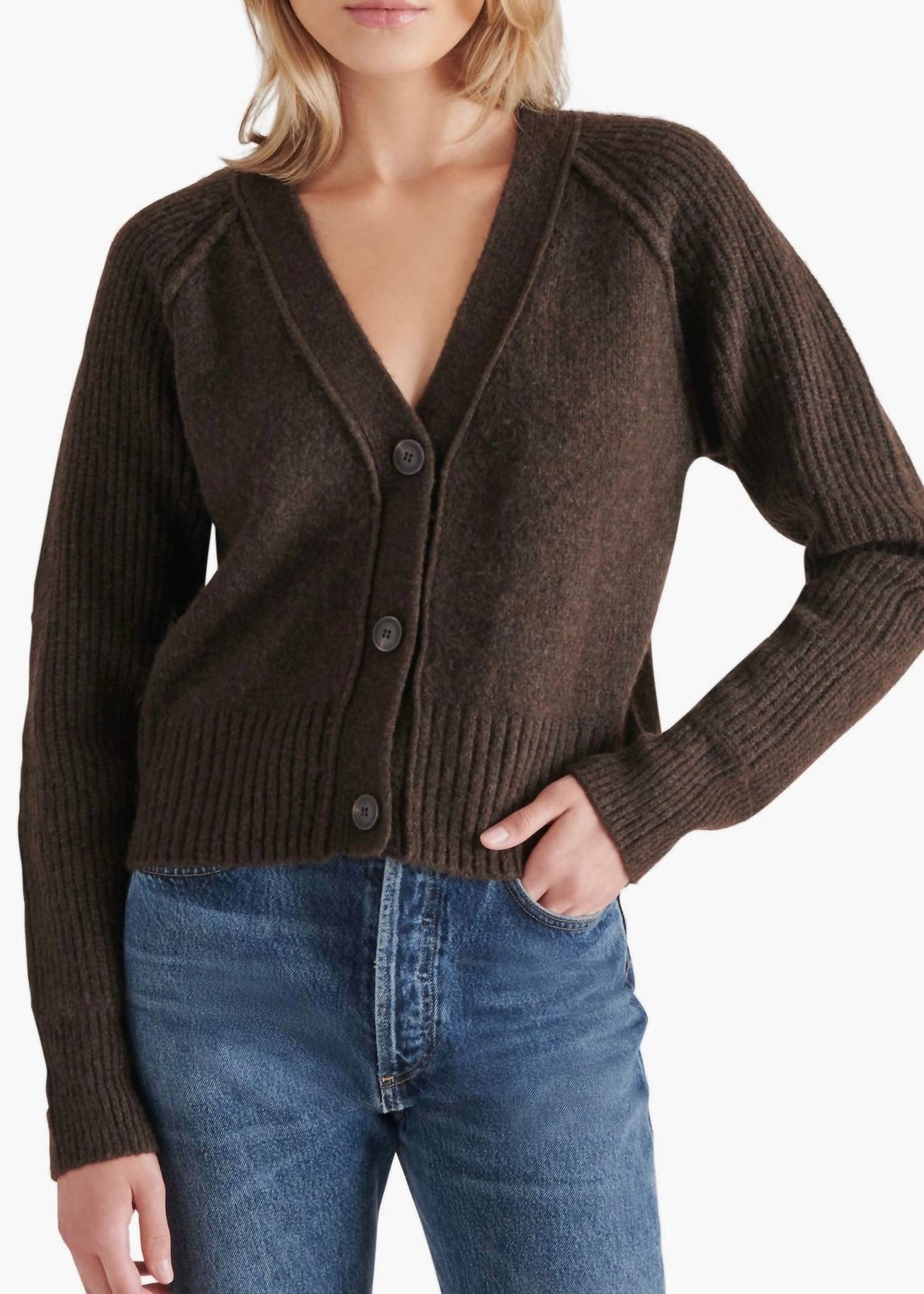 STEVE MADDEN Beckie Cardigan in chestnut 1 - women's cardigan