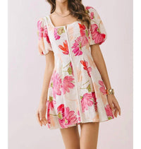 Tcec - Floral Print Flare Skirt Mini Dress