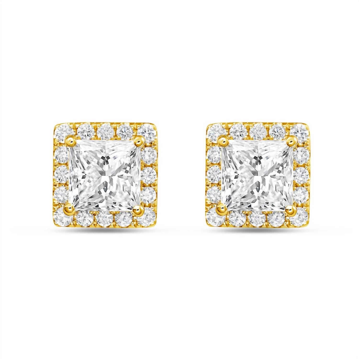 Diana M Jewels - Women's Princess Lab-Grown Diamond Stud Earrings (12.00 Ct) - Luxe