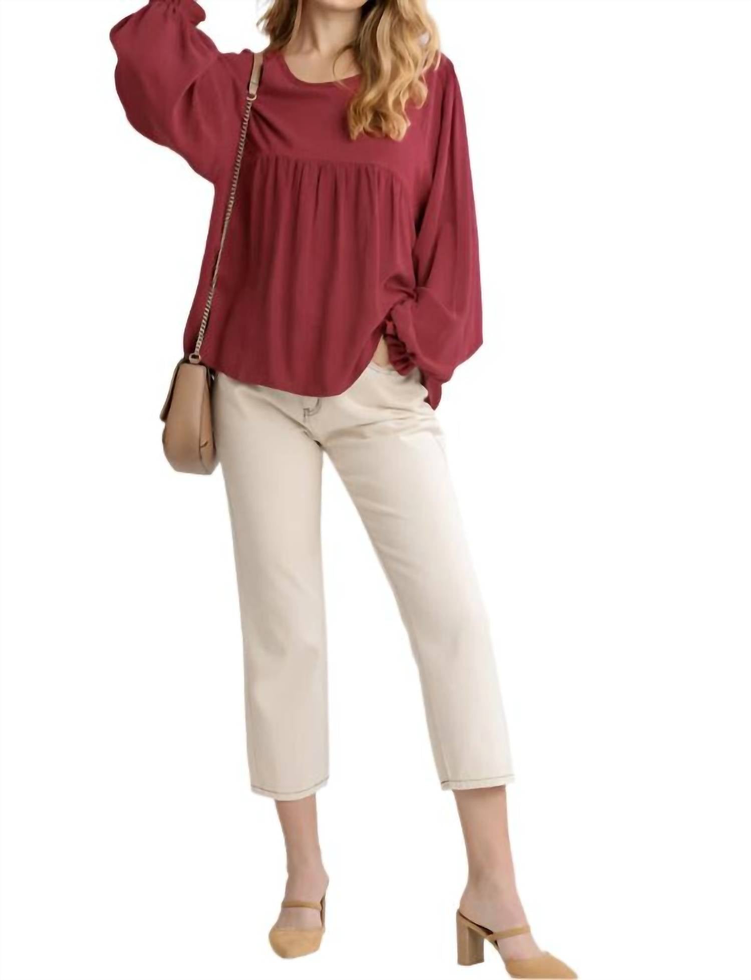 Umgee - Pleated Detail Babydoll Top