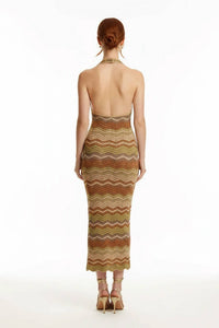 Dress Forum - Metallic Chevron Stripe Halter Dress