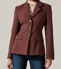ASTR Valor Blazer in plum brown - women's jacket - detail view