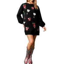 Fantastic Fawn - Holiday Cheer Embellished Sweatshirt Dress