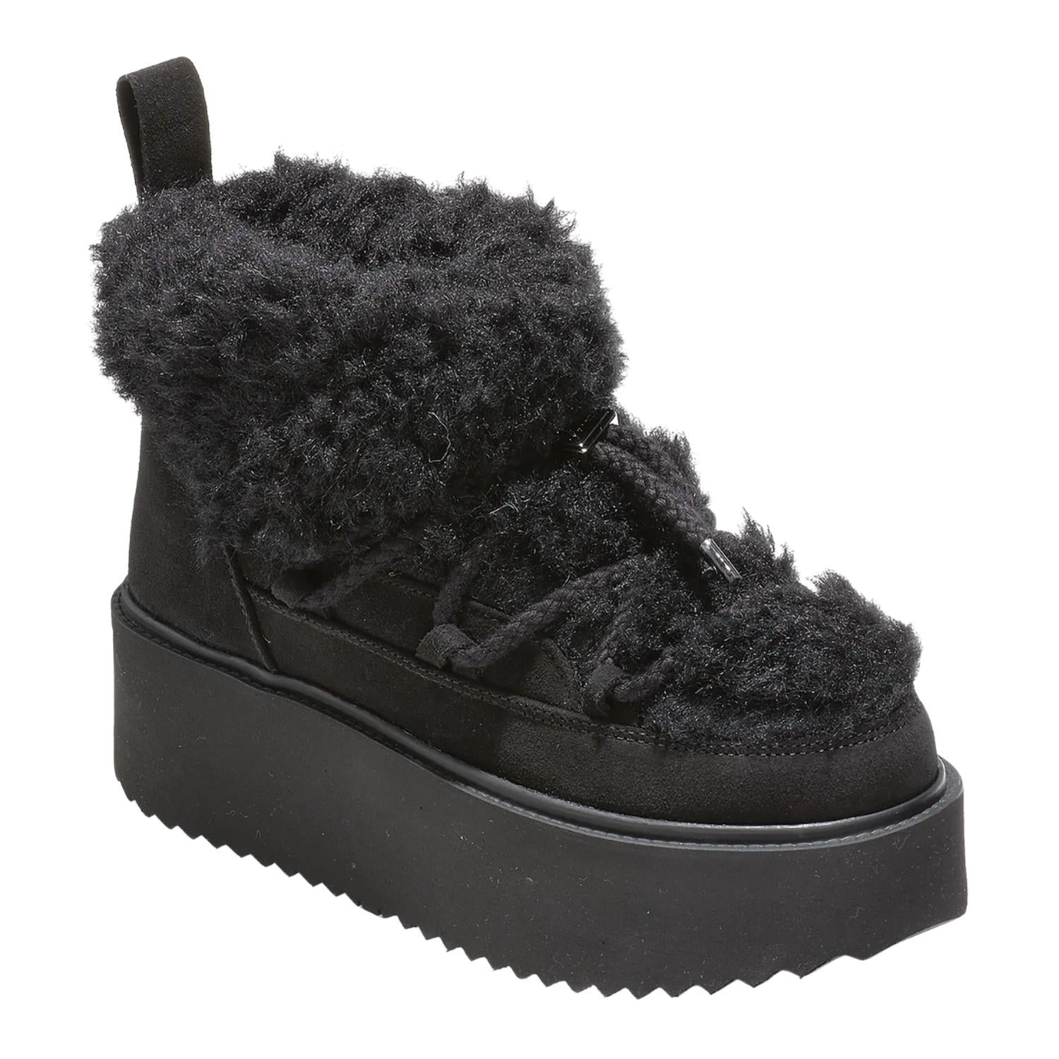Inuikii Women's Teddy Platform Boot in black - women's shoe - detail view