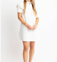 Karlie Ruffle Neck Back Tie Dress in white - women's dress - alternate view