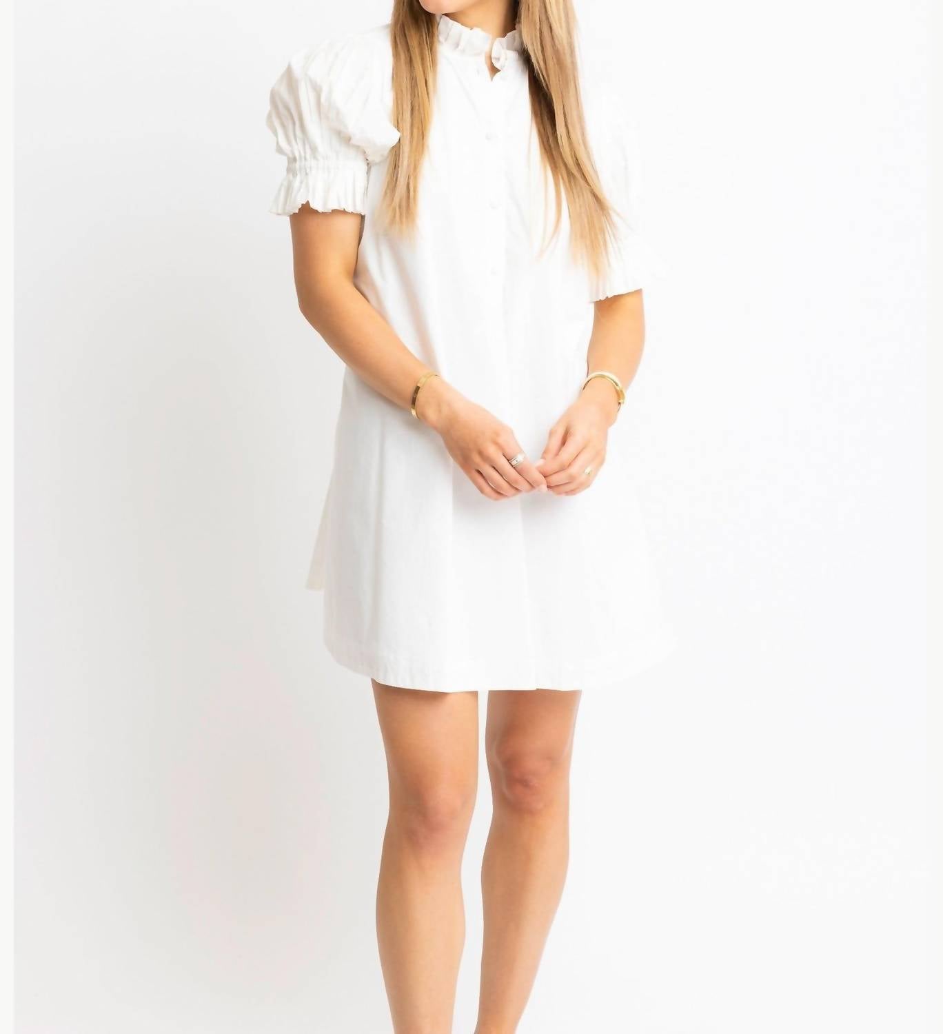 Karlie Ruffle Neck Back Tie Dress in white - women's dress - alternate view