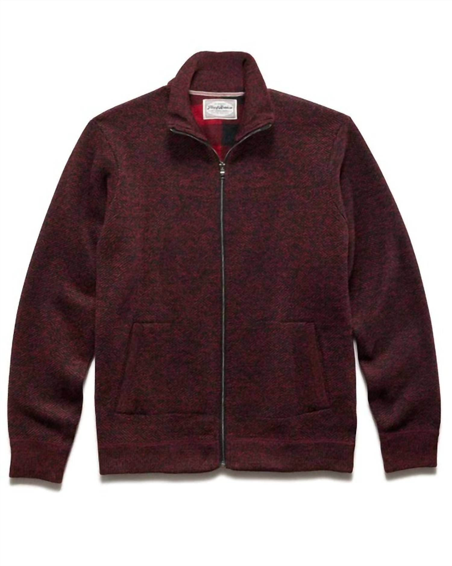 Flags & Anthem Roen Marled Mockneck Sweater in maroon - men's sweater - alternate view