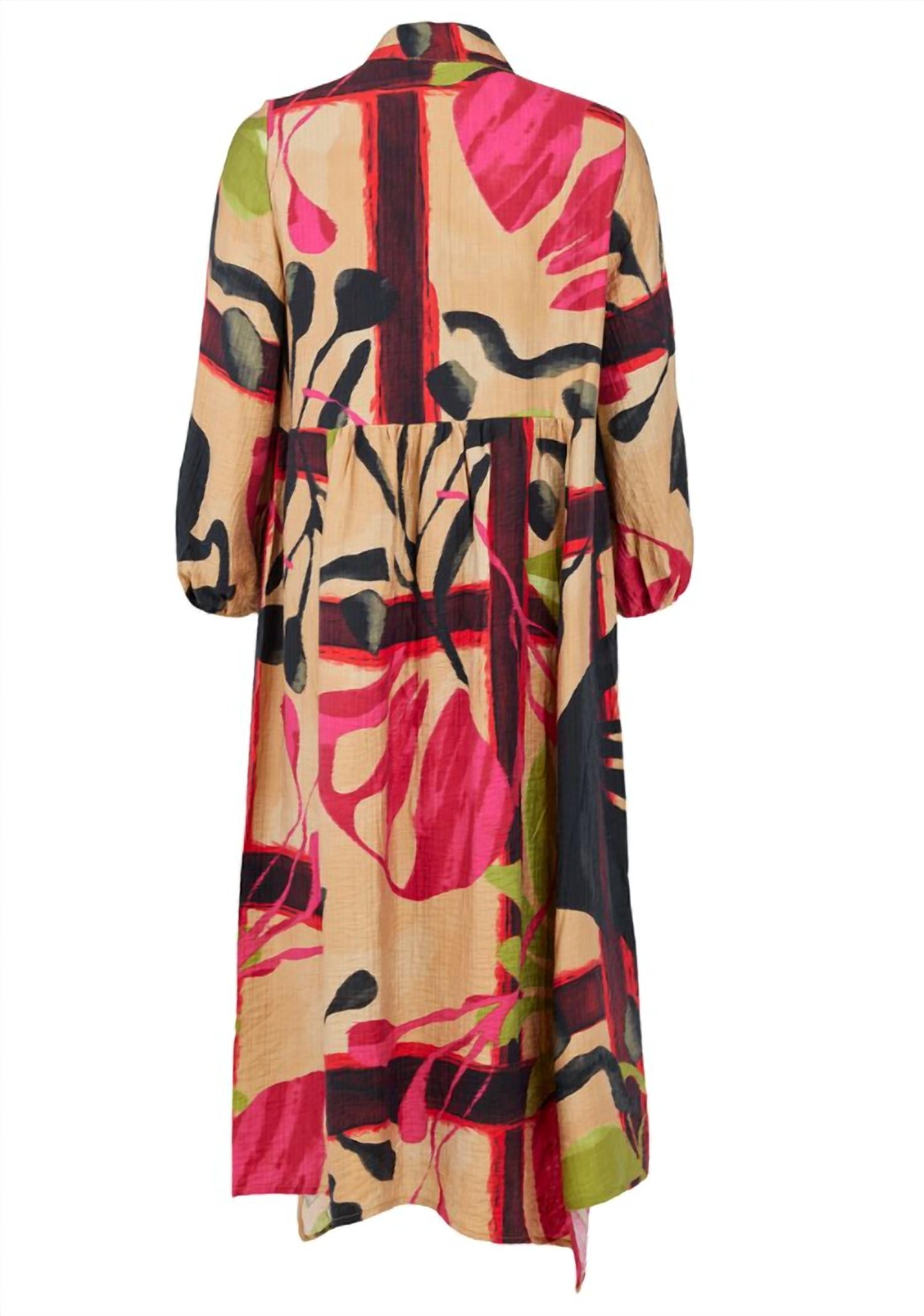 NOEN Women's Cabo Dress in green multi - women's dress - detail view