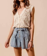 So Me - Flared Denim Shorts