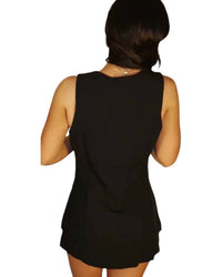 Act Pretty - Crepe Round Neckline Button Sleeveless Romper