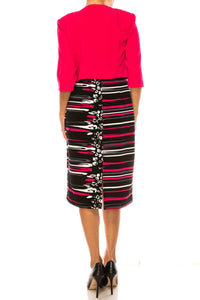 Maya Brooke - Abstract Striped Jacket Dress 2-piece Set