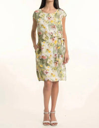 Linen Luv - Floral Side Tie Dress