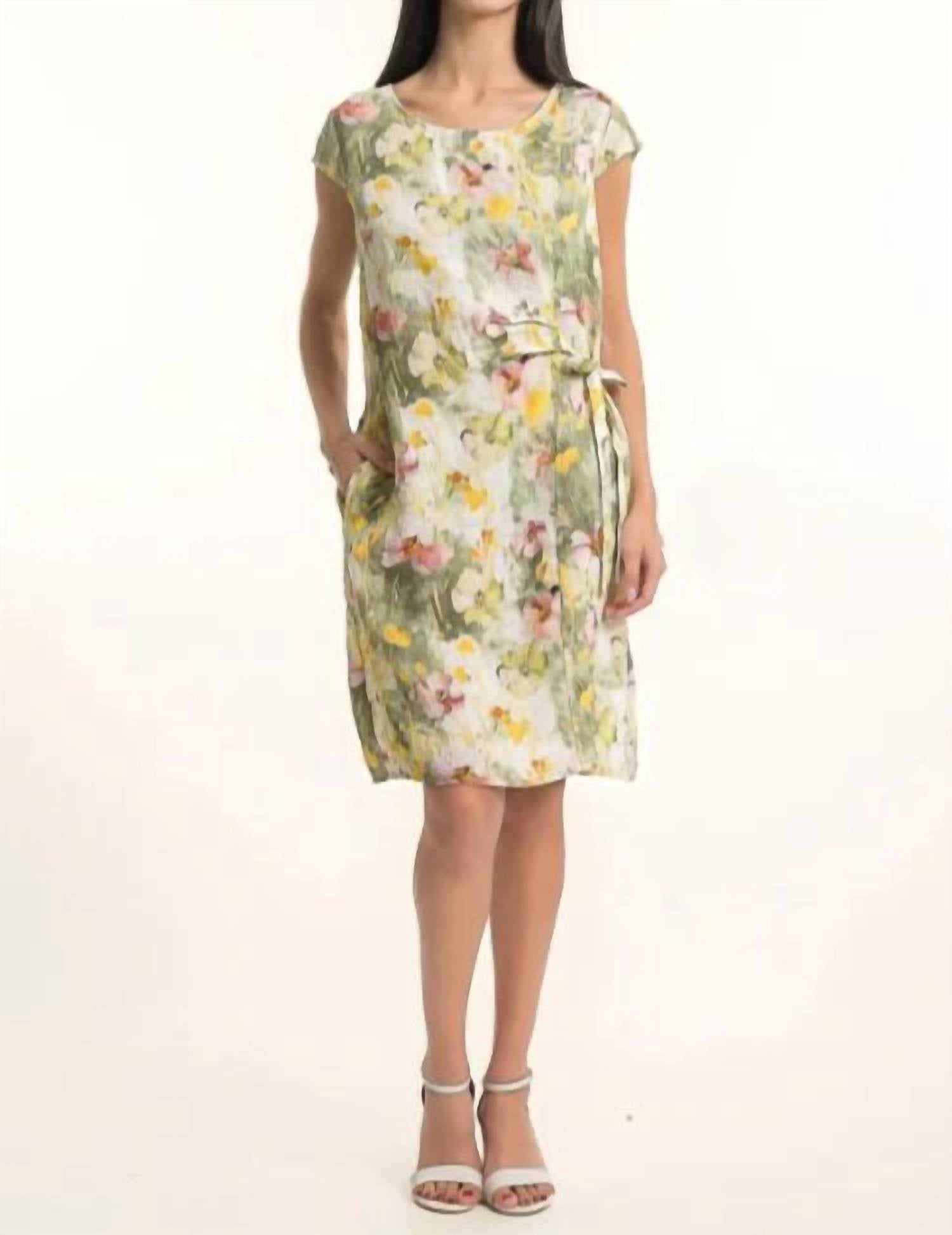Linen Luv - Floral Side Tie Dress