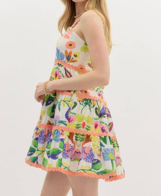 Entro - Citrus Breeze Botanical Print Mini Dress