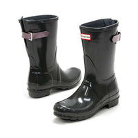 HUNTER Women's Original Short Back Adjustable Gloss Rain Boots in green - women's shoe - view 5