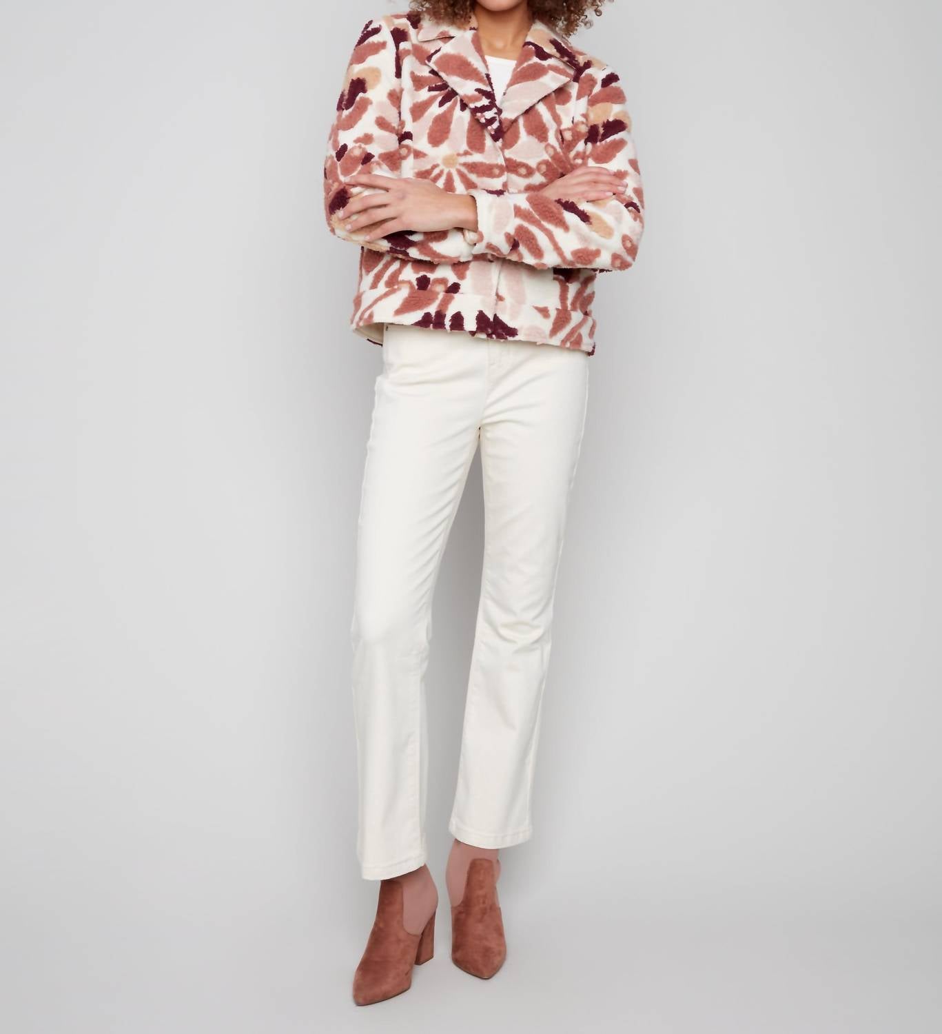 Charlie B - Sherpa Flocked Fleece Short Jacket
