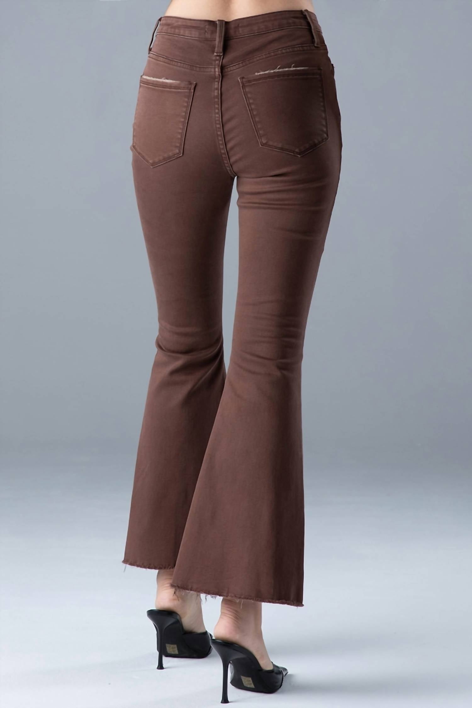 Ceros - High Rise Distress Flare Denim Jean