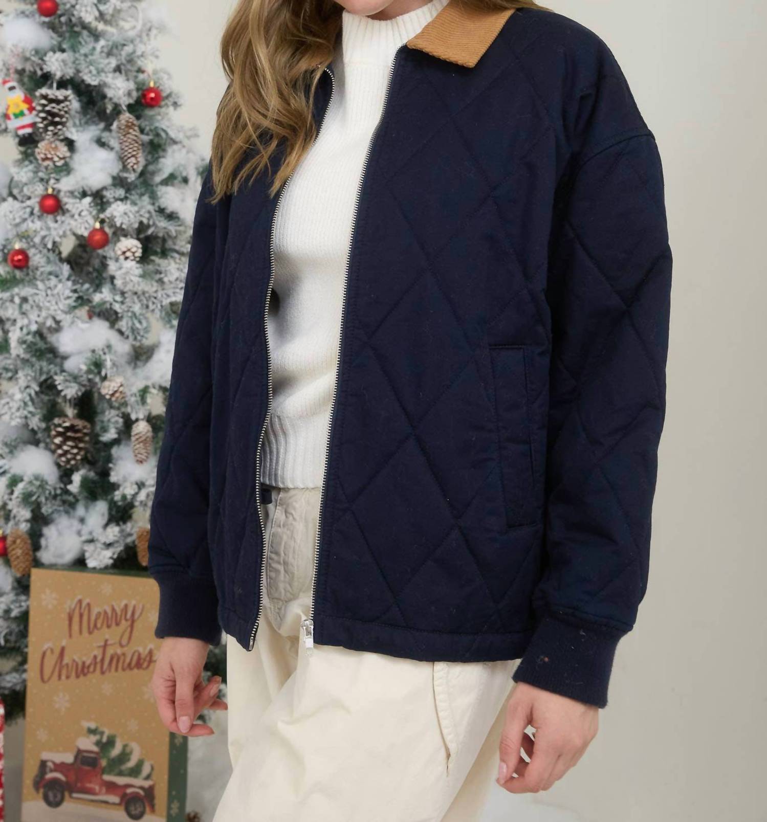 Blu Pepper - Corduroy Collar Barn Jacket