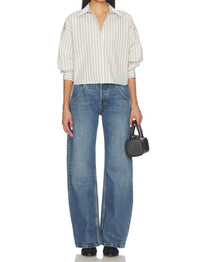 Rag & Bone Marin Stripe Layered Shirt in cream stripe - women's shirt - view 4