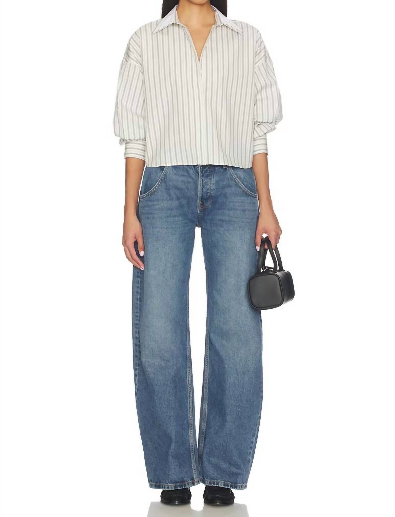Rag & Bone Marin Stripe Layered Shirt in cream stripe - women's shirt - view 4
