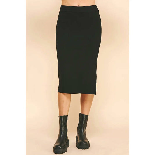 Pinch - Women's Where You Are Side Slit Sweater Midi Skirt